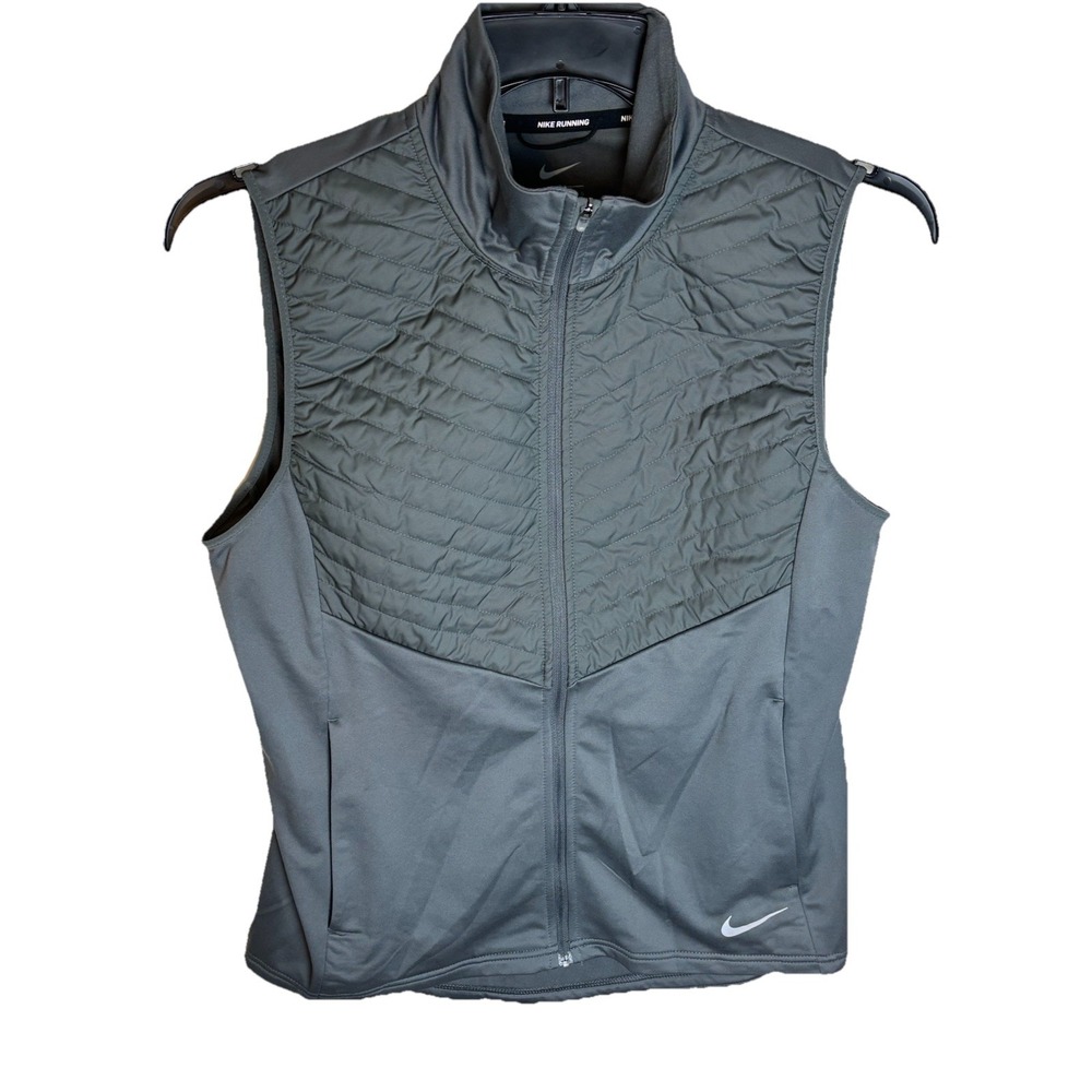 Nike Essential Filled Running Vest Women's Size LG Grey CU3306-068 Tech Thermal